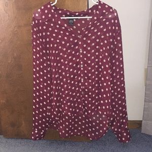 Living Doll maroon women’s dress shirt or blouse